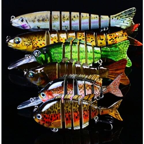 6PCS mix Multi section Fishing Fish Lure Swimbait Crankbait Minnow 13g-18g