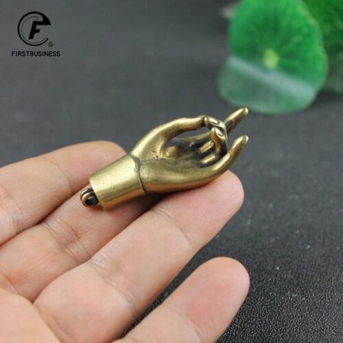 Antique Copper Lucky Buddha Hand Figurines Ornaments Vintage Brass Feng Shui Home Decorations Accessories Desk Decor Keychains