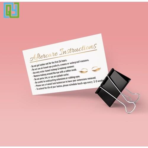 Free Shipping 100pcs Custom Cards Lash Aftercare Instructions Cards 90x54mm Customized Paper Tag Business Cards