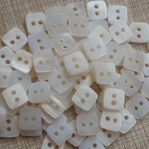 Free shipping 100pcs/lot square 2 eyes shell button White shirt joker character button decoration river shell button 11.5mm