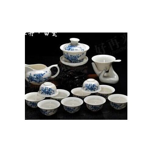 Free Shipping 14PCS drinkware Kung Fu Tea mug.Teapot Ceramic Magpies joy Gaiwan Tea Set Cup