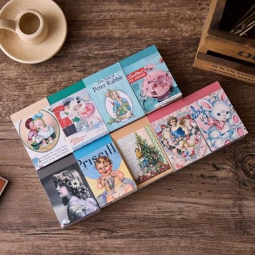 100pcs/lot Memo Pads Sticky Notes Vintage Rabbit Girls paper Junk Journal Scrapbooking Stickers Office School stationery
