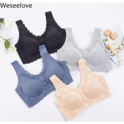 Weseelove Lace Wire Free Push Up bra Seamless Bra Women Sexy Gathers Bra Latex Plus Size Push Up Bra Bralette Women M32-1