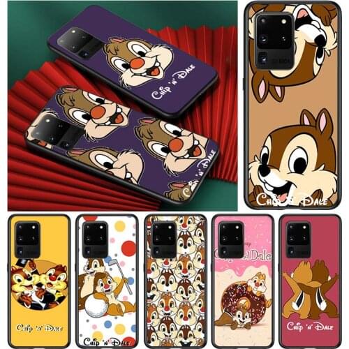 Disney Chip 'n' Dale cute for Samsung S20 FE Ultra Plus A91 A81 A71 A51 A41 A31 A21 A11 A72 A52 A42 A22 Soft Black Phone Case