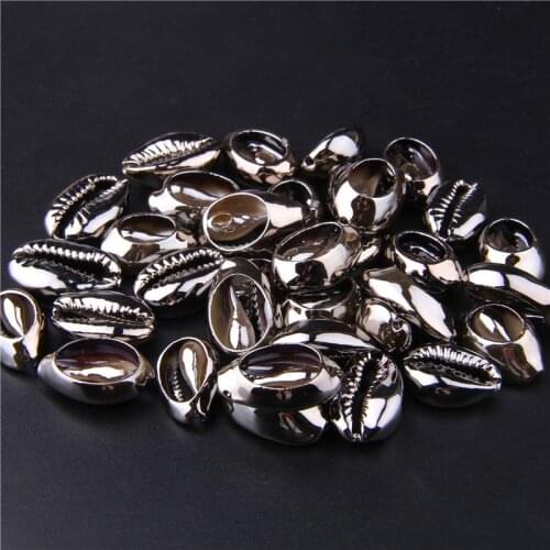 Black Cowrie Sea Shell Pendant Alloy Cowrie Shell Charms Cockle Shinning Seashell Bead for Jewelry Making Crafts DIY Accessories