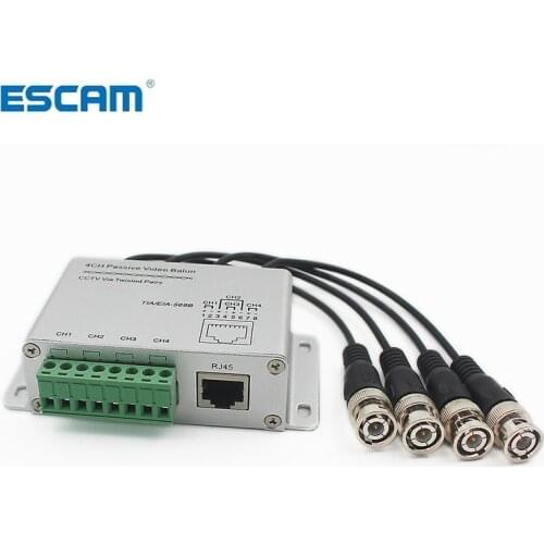 ESCAM CCTV 4 Channel Passive Transmitter Video Balun BNC Male to UTP Rj45 Cat5 4 CH UTP Video Balun Transmission for CCTV System