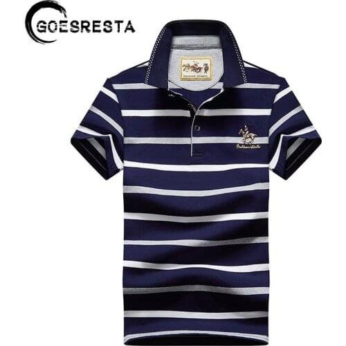 GOESRESTA Brand Cotton Stripe Polo Men 2021 Summer New High Quality 3D Embroidery Short Polo Shirt Casual Fashion Men Polo Shirt