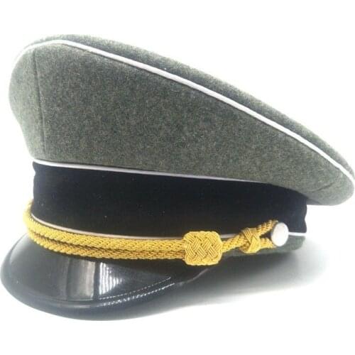 Reproduction WWII GERMAN ARMY ELITE OFFICER VISOR CAP WOOL FIELD MILITARY HAT GOLD CORD Military Store