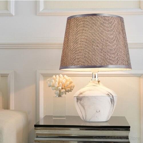 Nordic Creative Fabric Lampshade Ceramic Table Lamp Living Room Study Bedroom Bedside Warm Simple Fashion Decorative Table Lamp
