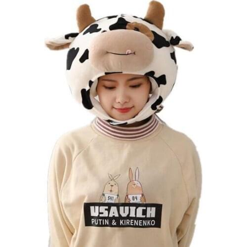 Soft spot cow hood hat plush hat toy children birthday stuffed gift