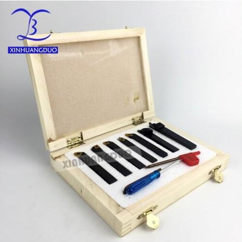 7pcs / set 10mm shank lathe turning tool CNC drill rod tool set with carbide inserts and alloy hard keys