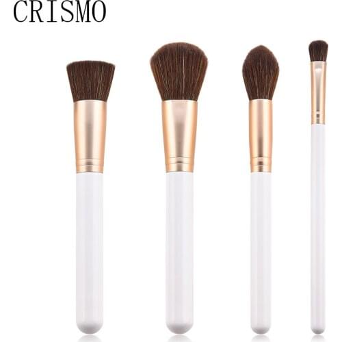 CRISMO 4PCS Pearl White Pro Make Up Brushes Powder Foundation Eye Shadow Blending Makeup Brushes Set Cosmetic Tool Kit