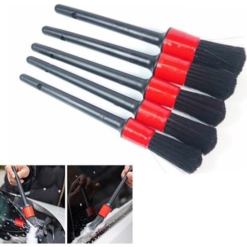 New 5PCS Auto Detailing Cleaning Brush Set Car Cleaning Tool Kit Soft Bristle Brush For Interior Dashboard Wheel Rims