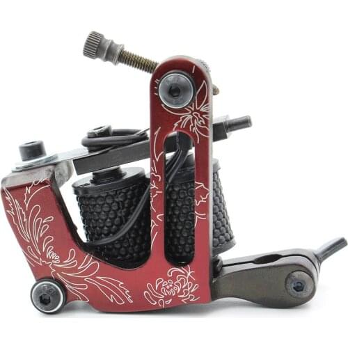 Newest Professional Beginner Red Tattoo Gun Tattoo Machine Handmade 8 Warp Coil Machine For Tattoo Supplies Free Shipping