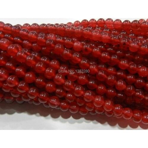! Wholesale 4mm Red Round chalcedony Loose Beads 15" 5 pcs/lot fashion jewelry JT6399