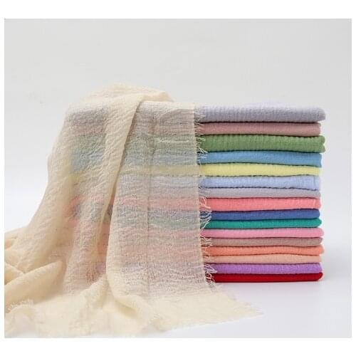 Wholesale 90x180cm New Colors women muslim Crinkle Hijab Scarf Femme Musulman Soft Cotton Headscarf Hijab Shawls And Wraps