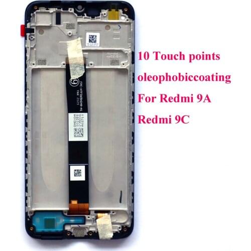 Original LCD Touch Screen Digitizer Assembly with frame for Redmi 9A Redmi 9C Support 10 Touch Points