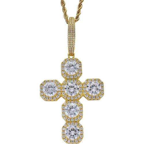 Hip Hop Heavy Big Christ Cross Iced Out Rhinestone Crystal Cross Pendant Necklace Men Women Fashion Street Dance Jewelry Gift