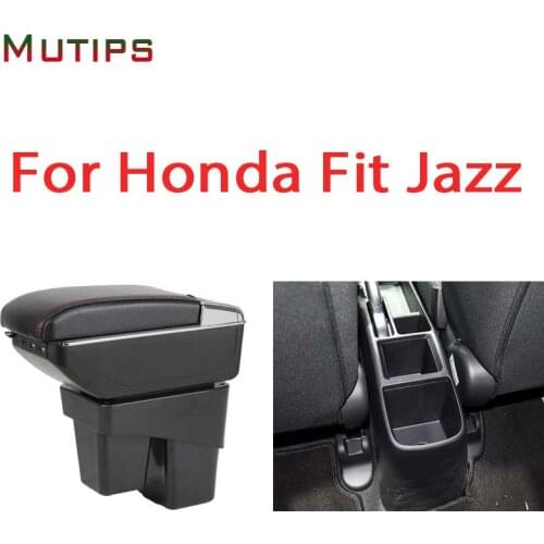 Mutips for Honda Fit Jazz armrest box car arm rest styling rotatable accessories USB ports decoration automobile interior 2013