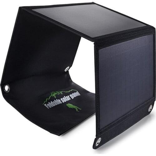 21W Portable Solar Panels Battery SunPower Flexible Foldable Folding Waterproof 5V/2.4A USB Charger for Phone Power Station