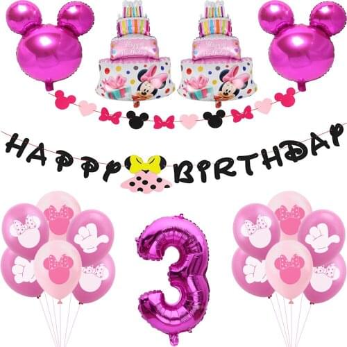 1st Minnie Anniversary Birthday Party Supplies Minnie Mouse Happy Birthday Banner Decorations for Gilrs Birthday Party decor