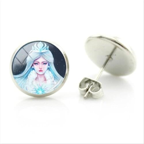 Disney Frozen Princess Animated Character Earrings Simple Style Earrings Glass Cabochon Earrings Party Daily Accessories