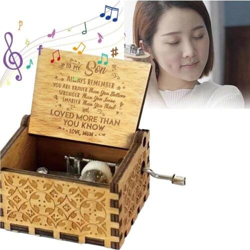 Antique Carved Wooden Music Box My Sunshine Love Dad Love Mom Christmas Gift Send mom Birthday Gift Party Coffin Anonymous Decor