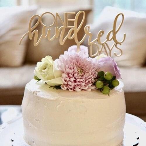 One Hundred Days Cake Topper,Happy 100 Days Baby Birthday Celebration,Baby 100 days cake decoration, Party Gift,Photo Props
