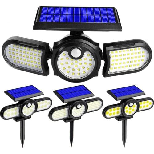 2021 New Solar Wall Lamp LED Three-headed Rotating Outdoor Waterproof Can Plug In The Human Induction Garden Lamp