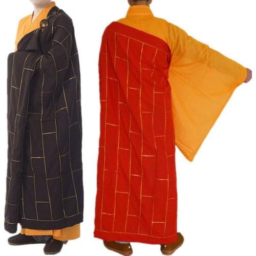 Unisex high quality buddhist buddha cassock kesa robe gown zen lay shaolin monk kung fu suits zuyi red/coffee