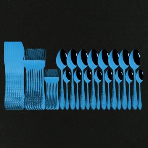 Westerm 40Pcs Blue Cutlery Set Dinnerware Forks Knives Spoons Tea Spoon Flatware Kitchen Dinner Stainless Steel Tableware Set