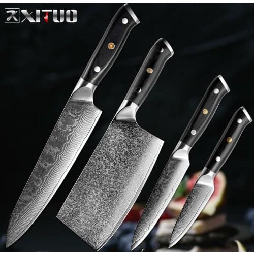 XITUO Damascus 67-layer steel kitchen chef knife sharp set knife Sankotu Chinese kitchen knife cooking knives set kitchen