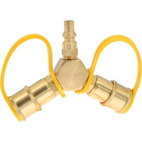Y Splitter Adapter Quick Adapter Connection Brass Propane Gas Tank Pipe Thread M17E