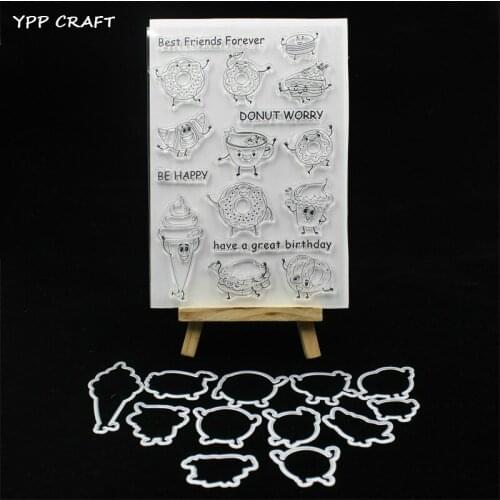 YPP CRAFT Lovely Donuts Stamp And Metal Cutting Dies for DIY Scrapbooking/photo album Decorative Embossing DIY Paper Cards