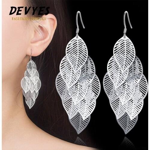 New Korean womens Retro Tassel Multilayer Hollow Leaf Exaggerated Long Earrings High Quality Fashion Jewelry