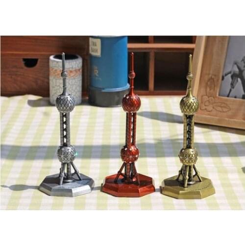 1PC Handmade The Oriental Pearl Tower Model Vintage Metal Craft Shooting Props Bar/Pub/Cafe/Shop Decoration Souvenir JL 026