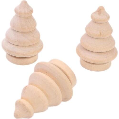 10pcs Wood Peg Tree Doll Unpainted Peg Christmas Tree Painted Crafts For Home Wedding Cake Decoration Kids Toy DIY Craft