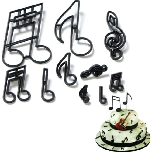 10Pcs Plastic Music Notes Embossing Cake Mold DIY Cookie Cutter Decorating Tool New