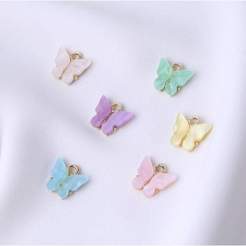 10pcs Alloy 15X12mm Acrylic Charm Butterfly Pendants Fit Bracelet Earring Nacklace Findings for Jewelry Making