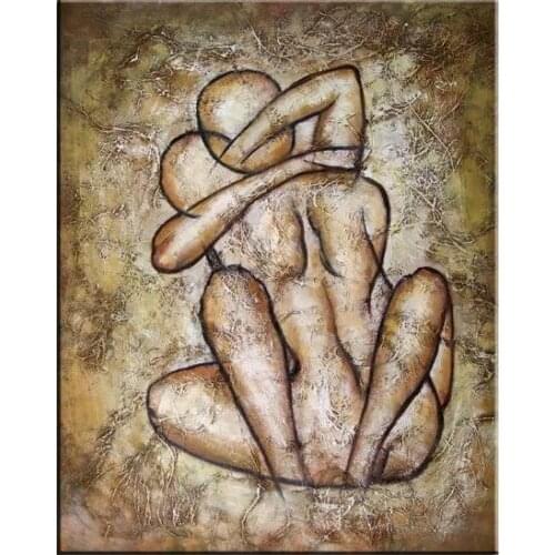 100%Handmade MODERN ABSTRACT OIL PAINTING ON CANVAS WALL ART Decor Naked Love 24x36"