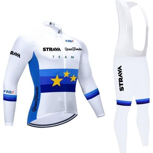 2021 STRAVA Long Sleeve Cycling Clothes Set Ropa Ciclismo Team Jersey Men Suit Breathable Outdoor Sportswear Bike MTB