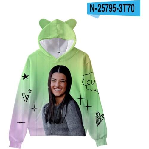 Charli DAmelio 3D Hoodies Cat Ears Charli D'amelio Sweatshirts Men Women Girls Autumn Hoodie kids Kawaii Hoodies Trend Plus Size