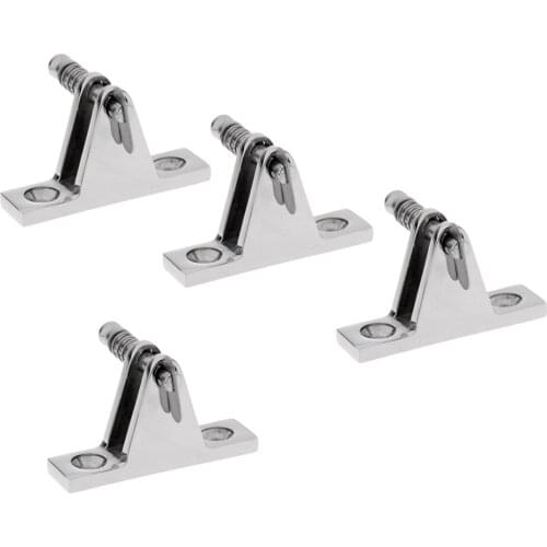 4pcs Bimini Top Deck Hinge 90 Degree with Quick Release Pin - Boats Cover Fittings Concave Base Hardware 316 Stainless Steel