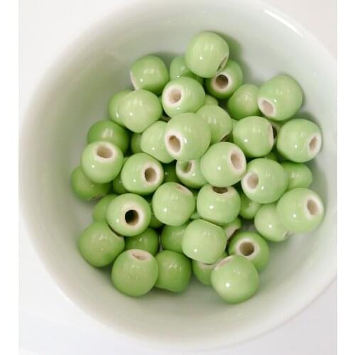 8# 100pcs Jingdezhen Ceramic Beads DIY Oblate Porcelain Bead For Jewelry Making 8mm Beads #A408C