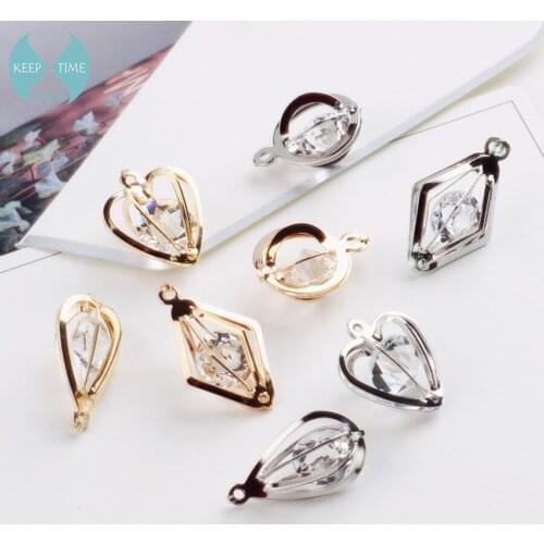 DIY accessories bow accessories Korea KC gold embedded bare Diamond Pendant pendant zircon round love