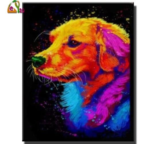 Diamond Embroidery Color Dog 5D DIY Full Square Diamond Painting Animal Rhinestone Cross Stitch Needlework Mosaic Wall Art Decor