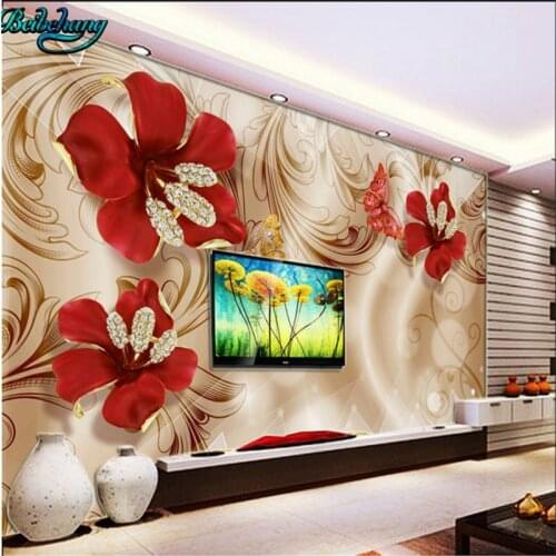 Beibehang 3d European style palace gold gold jewelry flower TV backdrop large custom living room wallpaper murals