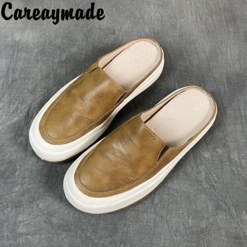 Careaymade-Womens slippers,100% Genuine Leather handmade Flats Shoes,comfortable fashion shoes casual Sandals slippers,3 colors