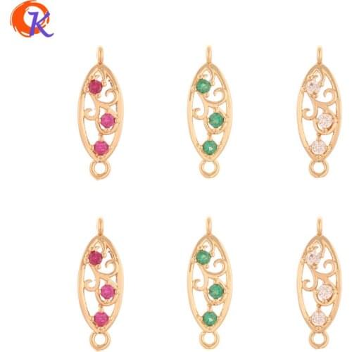 Cordial Design 100Pcs 6*18MM Jewelry Accessories/Earrings Connectors/DIY Making/Oval Shape/Hand Made/Earring Findings/CZ Charms