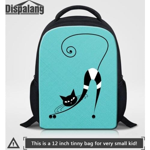 Kids Kindergarten Backpacks Cute Green Art Cat School Bags For Girl 12 Inch Bookbag Children Small Mochila Baby Rucksack Bagpack